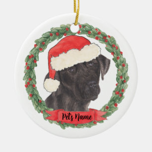 Ornamento De Cerâmica Black Labrador Personalizado