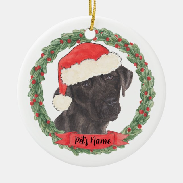 Ornamento De Cerâmica Black Labrador Personalizado (Frente)