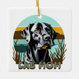 Ornamento De Cerâmica Black Labrador Retriever | Mãe de laboratório