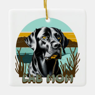 Ornamento De Cerâmica Black Labrador Retriever   Mãe de laboratório