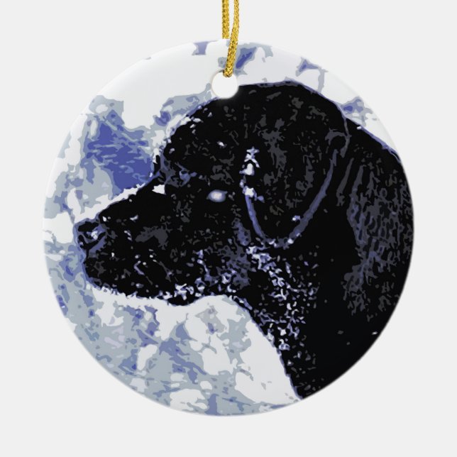 Ornamento De Cerâmica Black Labrador - Wonderland de inverno (Frente)