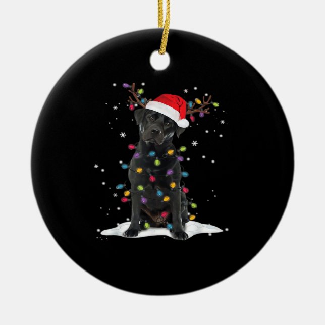 Ornamento De Cerâmica Black Labrador Xmas Dog Christmas Tree Light Class (Frente)