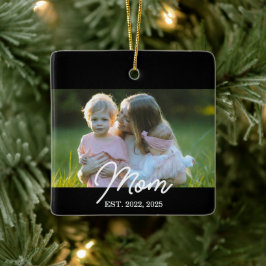 Ornamento De Cerâmica Black Mom Established Script Photo