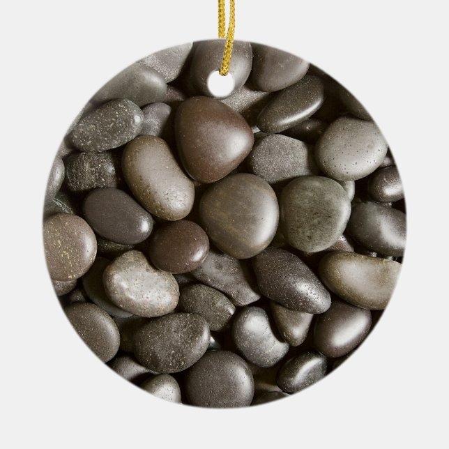 Ornamento De Cerâmica Black River Rock Nature Zen Pebble (Frente)