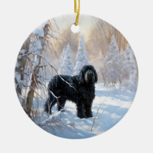 Ornamento De Cerâmica Black Russian Terrier Que Neve