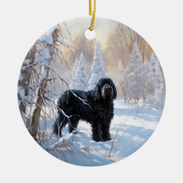 Ornamento De Cerâmica Black Russian Terrier Que Neve (Frente)