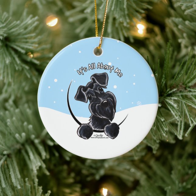 Ornamento De Cerâmica Black Schnauzer É Tudo Sobre Mim Natal (Árvore)