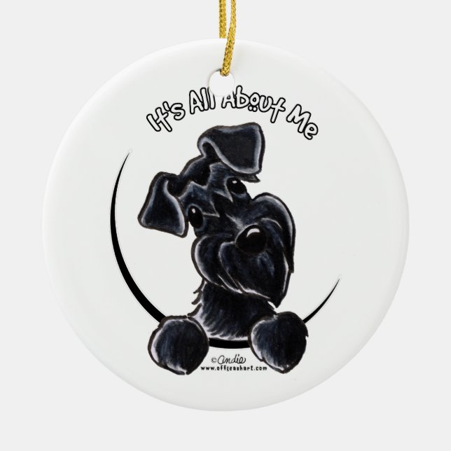 Ornamento De Cerâmica Black Schnauzer IAAM Personalizado (Frente)