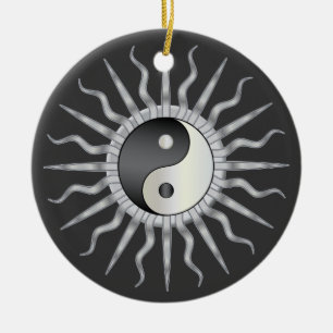Ornamento De Cerâmica Black Starburst Yin Yang