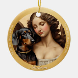 Ornamento De Cerâmica Black Tan Dachshund Art Foto de Keepsaoket Natal