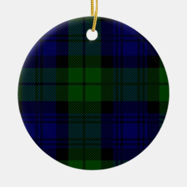 Ornamento De Cerâmica Black Watch Tartan Blue Green Xadrez (Frente)
