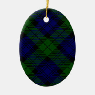 Ornamento De Cerâmica Black Watch Tartan Blue Green Xadrez