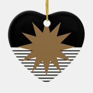 Ornamento De Cerâmica Black White Colorblock e Brown Sun