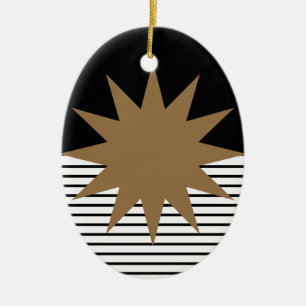 Ornamento De Cerâmica Black White Colorblock e Brown Sun
