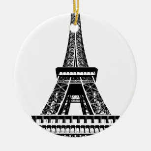 Ornamento De Cerâmica Black White Eiffel Tower Paris França Art Trabalho