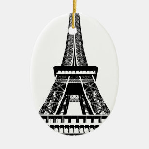 Ornamento De Cerâmica Black White Eiffel Tower Paris França Art Trabalho