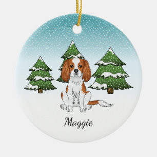 Ornamento De Cerâmica Blenheim Cavalier King Charles Spaniel Em Inverno