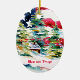 Ornamento De Cerâmica Bless our Troops Ornament