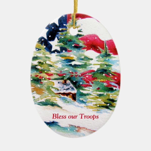 Ornamento De Cerâmica Bless our Troops Ornament (Frente)