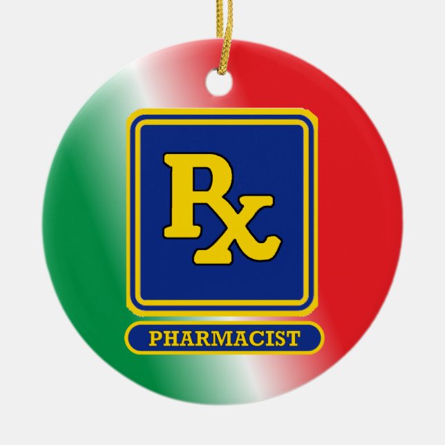 Ornamento De Cerâmica Blindagem do Farmacêutico RX Personalizada (Frente)