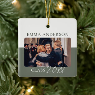 Ornamento De Cerâmica Bloco de Cor Moderno Personalizado Ano de Graduaçã