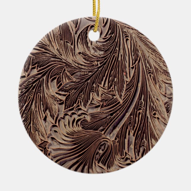 Ornamento De Cerâmica Bloco de impressão do design da tulipa, 1875 (Frente)