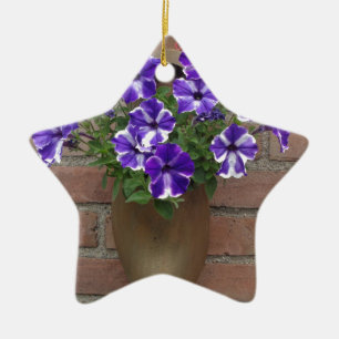 Ornamento De Cerâmica Blogue Holandês com Violeta Azul Roxo na Parede