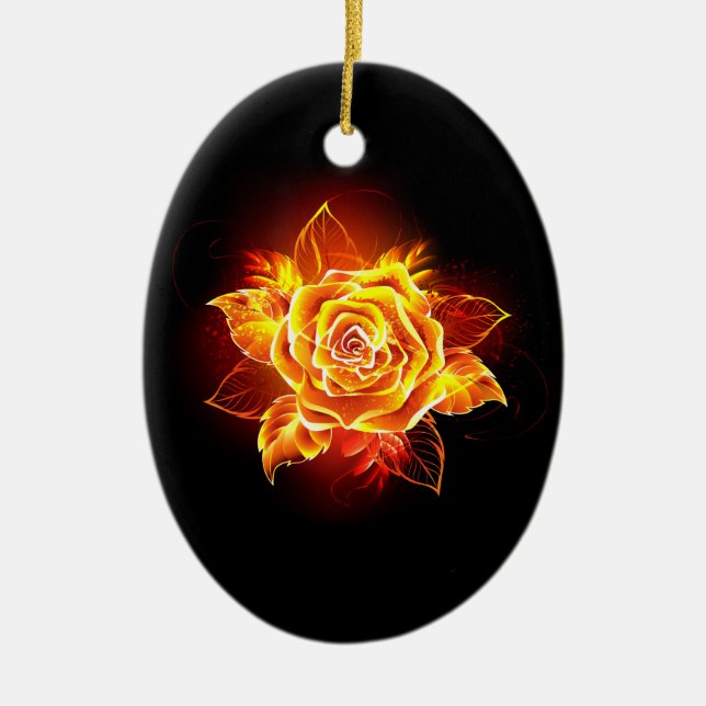 Ornamento De Cerâmica Blooming Fire Rosa (Frente)