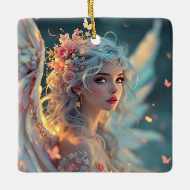 Ornamento De Cerâmica Blossom Seraph - Anjo da Primavera Grace (Frente)