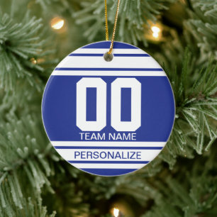 Ornamento De Cerâmica Blue and White Jersey Strike Sport Cores
