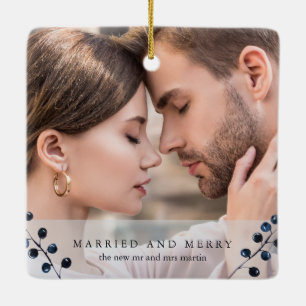 Ornamento De Cerâmica Blue Berries - Foto de Feliz e casada