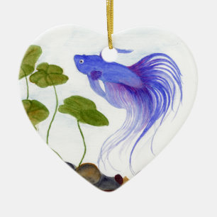 Ornamento De Cerâmica Blue Betta Fish