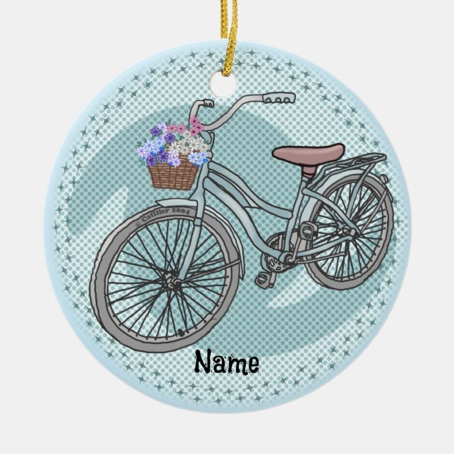 Ornamento De Cerâmica Blue Bike  Ornament (Frente)