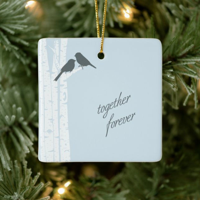 Ornamento De Cerâmica Blue Birds Together Forever Christmas (Árvore)