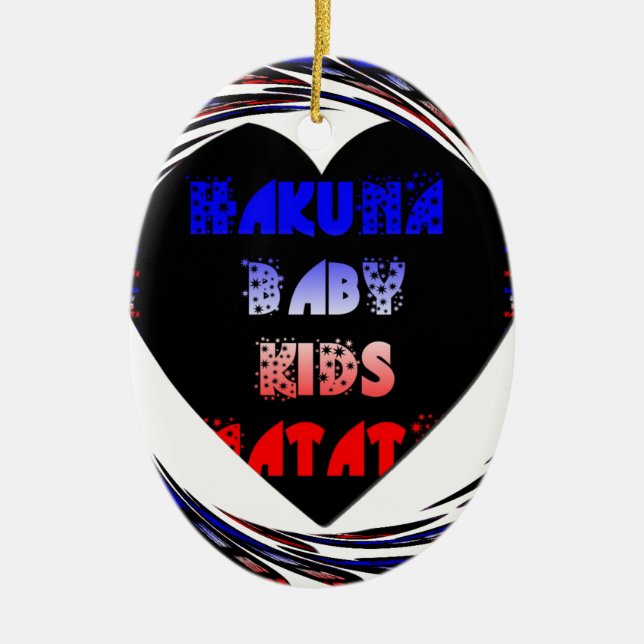 Ornamento De Cerâmica Blue Black Hakuna Matata Baby Kids Design.png (Frente)