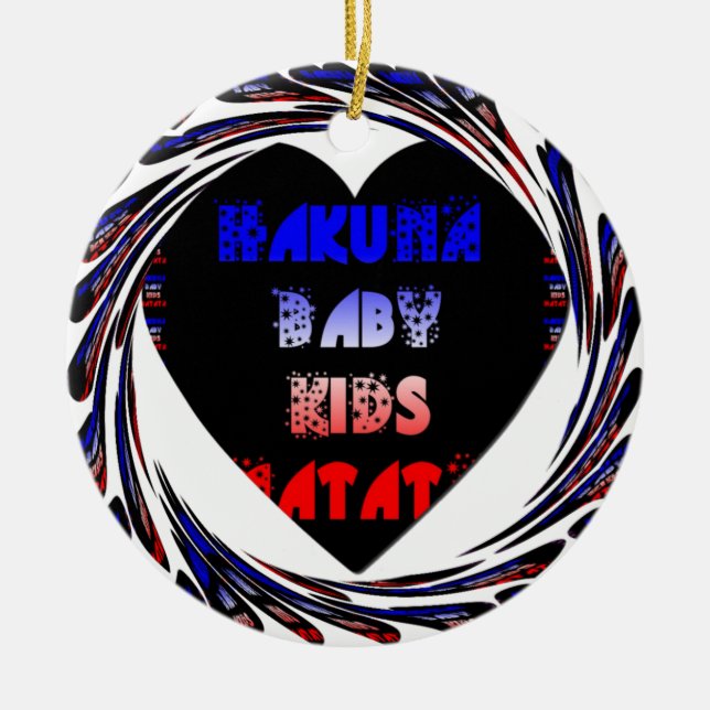 Ornamento De Cerâmica Blue Black Hakuna Matata Baby Kids Design.png (Frente)