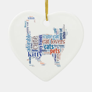 Ornamento De Cerâmica Blue Cat text design