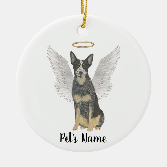 Ornamento De Cerâmica Blue Cattledog Heeler Simpatia Memorial (Frente)
