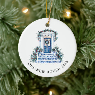 Ornamento De Cerâmica Blue Chinoiserie Novo Natal