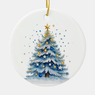 Ornamento De Cerâmica Blue Christmas Tree 