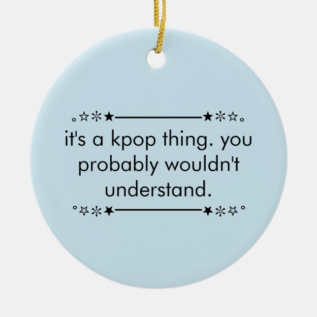 Ornamento De Cerâmica Blue Cute Teen Aesthetic Kpop (Frente)