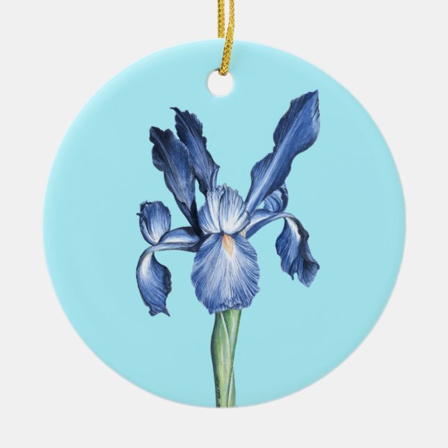 Ornamento De Cerâmica Blue Dutch Iris - (Frente)