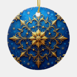 Ornamento De Cerâmica Blue Gold Decorative Holiday Ornament