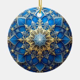 Ornamento De Cerâmica Blue Gold Decorative Holiday Ornament