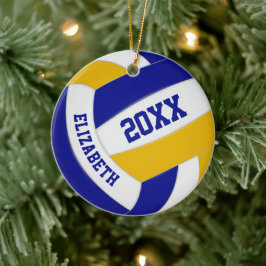 Ornamento De Cerâmica blue gold team colors girls boys sports volleyball