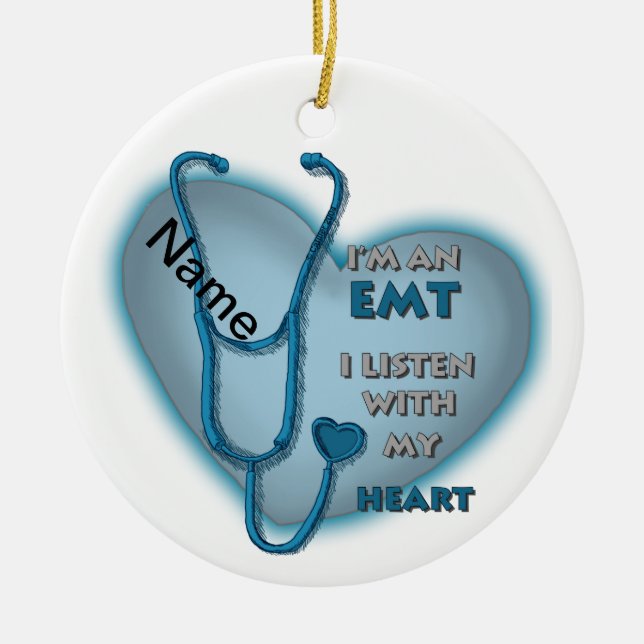 Ornamento De Cerâmica Blue Heart EMT (Frente)