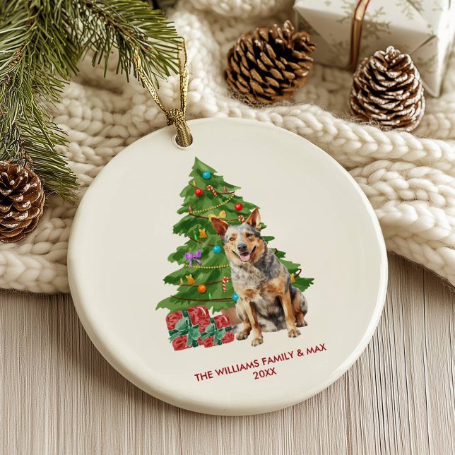 Ornamento De Cerâmica Blue Heeler Dog Personalizado Natal (Criador carregado)