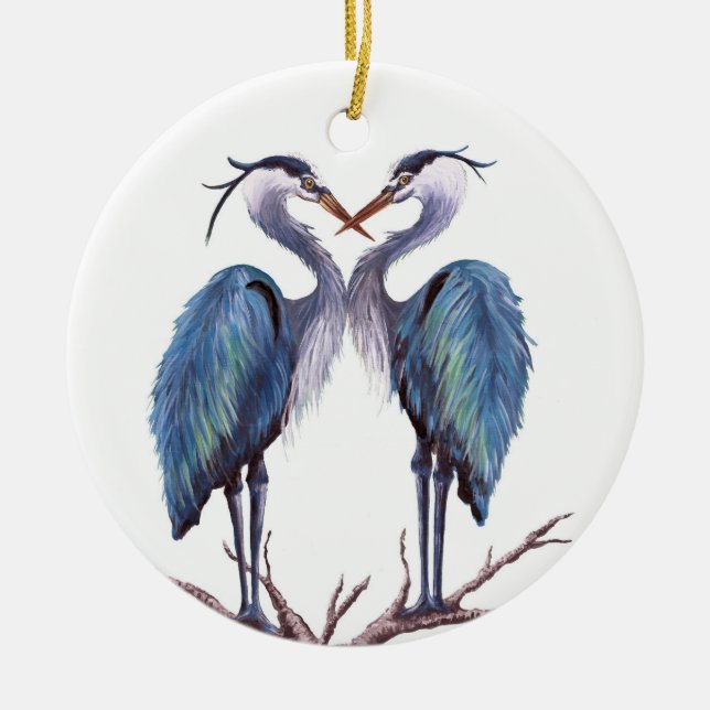 Ornamento De Cerâmica Blue Heron Ornament (Frente)