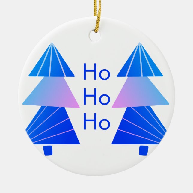 Ornamento De Cerâmica Blue Ho Ho Natal (Frente)
