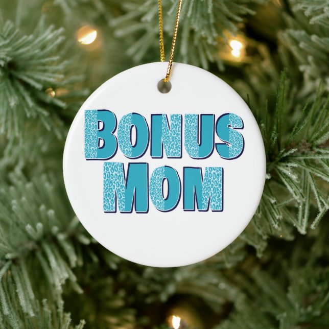 Ornamento De Cerâmica Blue Lepard Print Bonus Mãe (Árvore)